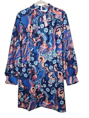 CK Bradley Emery NWT Dragon Blue Dress Longline Beach Evening Womens Size XL